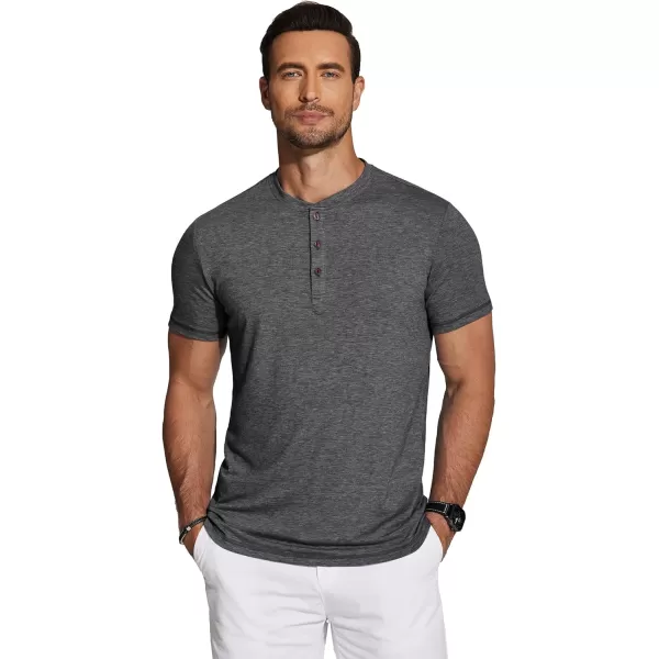 COOFANDY Men's Henley Shirts Short Sleeve Casual Basic Tee Summer Button Henley Soild T Shirts