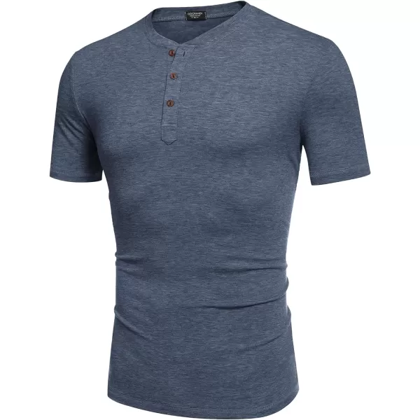 COOFANDY Men's Henley Shirts Short Sleeve Casual Basic Tee Summer Button Henley Soild T Shirts
