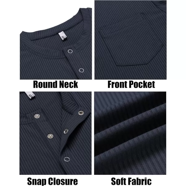 COOFANDY Mens Henley Shirts Short Sleeve Tshirt Basic Button Tees Summer Ribbed Pocket T Shirt Casual Stretch Tops