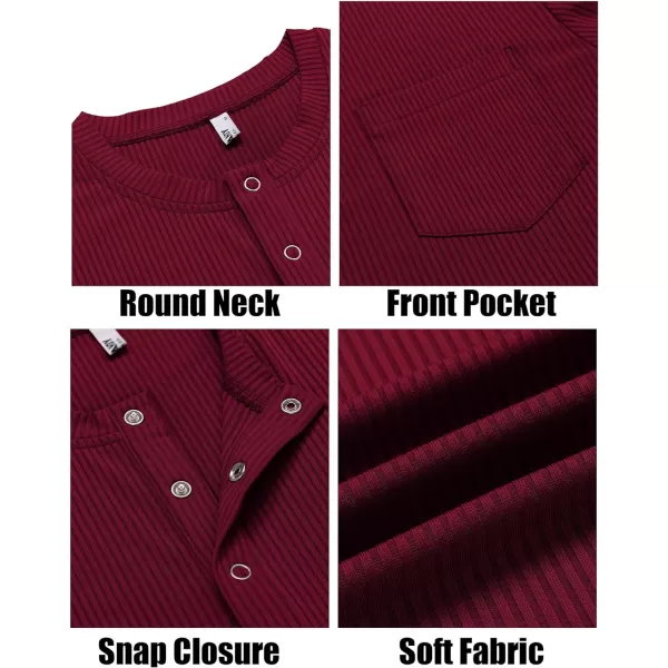 COOFANDY Mens Henley Shirts Short Sleeve Tshirt Basic Button Tees Summer Ribbed Pocket T Shirt Casual Stretch Tops