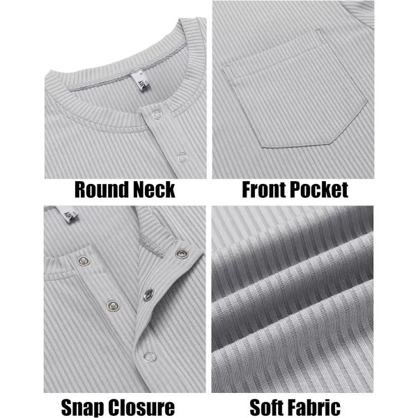 COOFANDY Mens Henley Shirts Short Sleeve Tshirt Basic Button Tees Summer Ribbed Pocket T Shirt Casual Stretch Tops