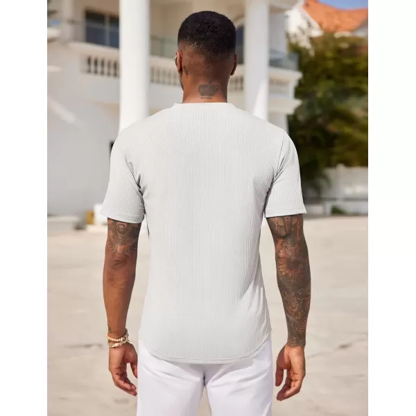 COOFANDY Mens Henley Shirts Short Sleeve Tshirt Basic Button Tees Summer Ribbed Pocket T Shirt Casual Stretch Tops