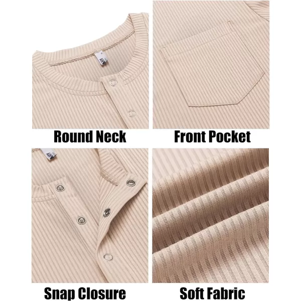 COOFANDY Mens Henley Shirts Short Sleeve Tshirt Basic Button Tees Summer Ribbed Pocket T Shirt Casual Stretch Tops