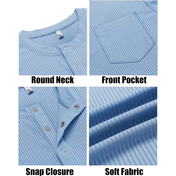 COOFANDY Mens Henley Shirts Short Sleeve Tshirt Basic Button Tees Summer Ribbed Pocket T Shirt Casual Stretch Tops