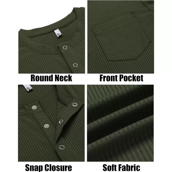COOFANDY Mens Henley Shirts Short Sleeve Tshirt Basic Button Tees Summer Ribbed Pocket T Shirt Casual Stretch Tops