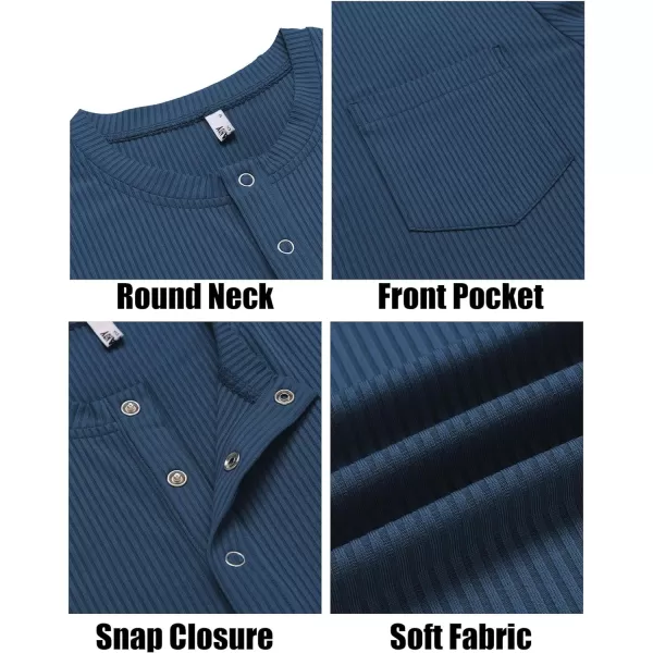 COOFANDY Mens Henley Shirts Short Sleeve Tshirt Basic Button Tees Summer Ribbed Pocket T Shirt Casual Stretch Tops