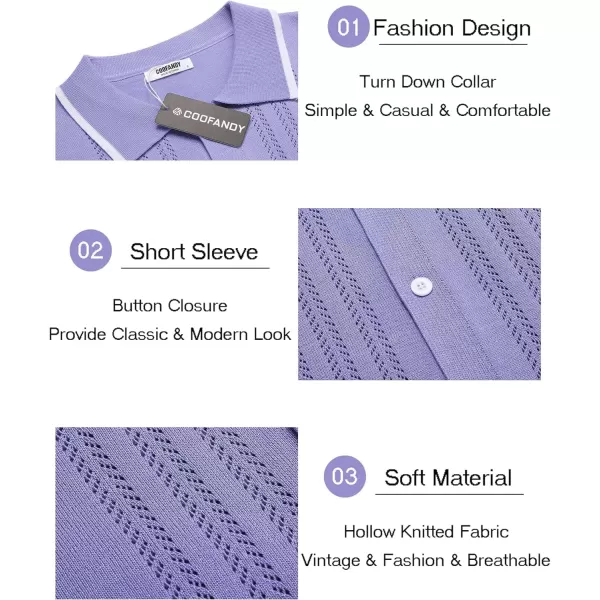 COOFANDY Men's Knit Button Down Shirt Vintage Short Sleeve Polo Shirts Casual Beach Tops
