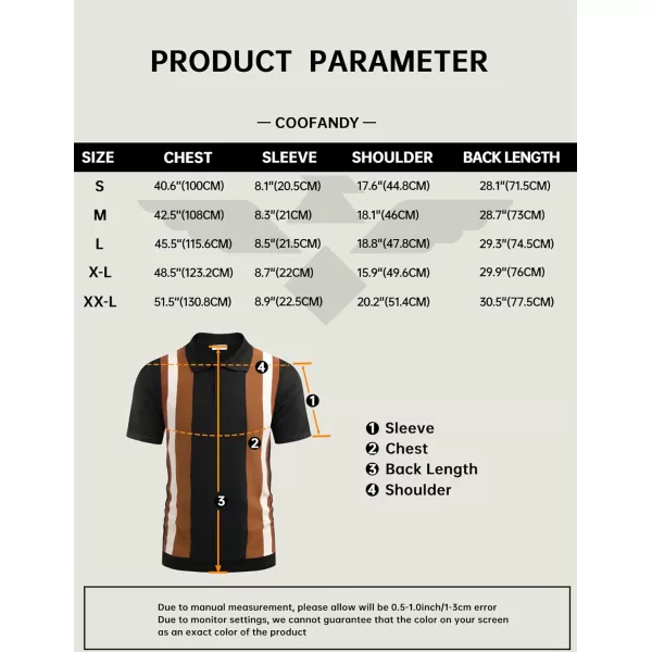 COOFANDY Men's Knit Polo Shirt Short Sleeve Vintage Striped Golf Shirt