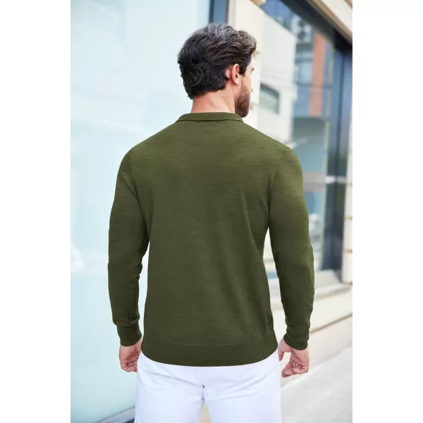 COOFANDY Mens Knit Polo Shirts Casual Long Sleeve Classic Polo Shirts Button Down Golf Shirts