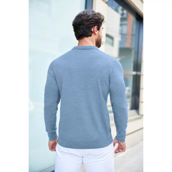 COOFANDY Mens Knit Polo Shirts Casual Long Sleeve Classic Polo Shirts Button Down Golf Shirts