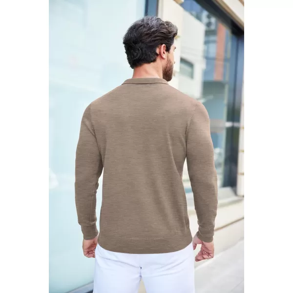 COOFANDY Mens Knit Polo Shirts Casual Long Sleeve Classic Polo Shirts Button Down Golf Shirts
