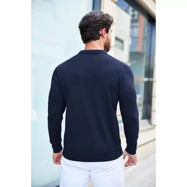 COOFANDY Mens Knit Polo Shirts Casual Long Sleeve Classic Polo Shirts Button Down Golf Shirts
