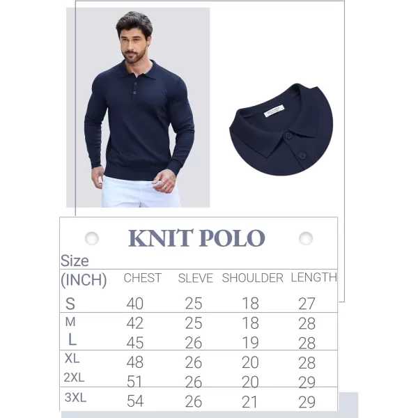 COOFANDY Mens Knit Polo Shirts Casual Long Sleeve Classic Polo Shirts Button Down Golf Shirts