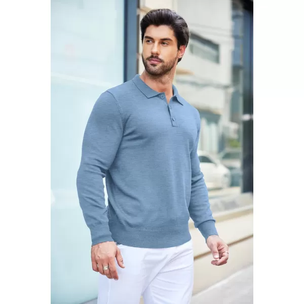 COOFANDY Mens Knit Polo Shirts Casual Long Sleeve Classic Polo Shirts Button Down Golf Shirts