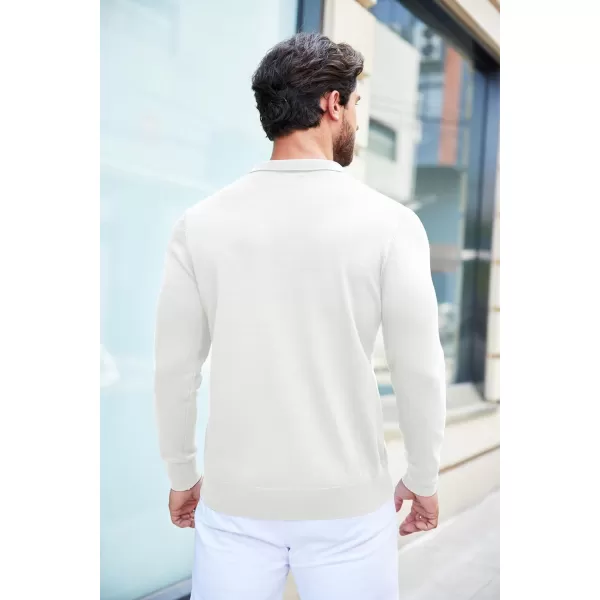 COOFANDY Mens Knit Polo Shirts Casual Long Sleeve Classic Polo Shirts Button Down Golf Shirts