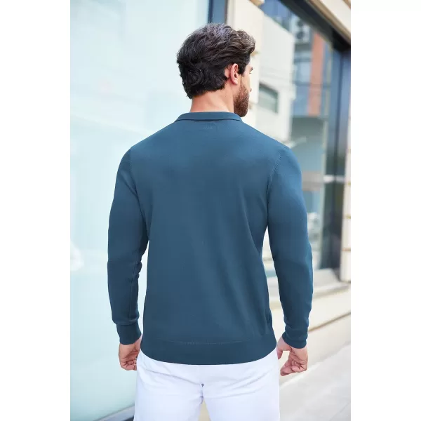 COOFANDY Mens Knit Polo Shirts Casual Long Sleeve Classic Polo Shirts Button Down Golf Shirts