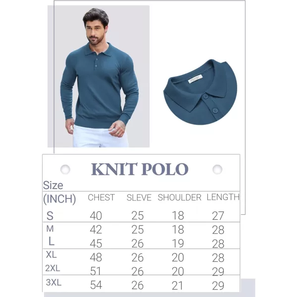COOFANDY Mens Knit Polo Shirts Casual Long Sleeve Classic Polo Shirts Button Down Golf Shirts