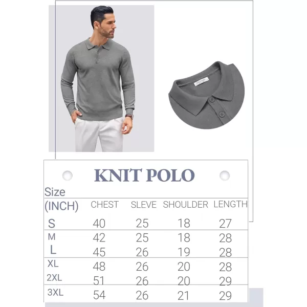 COOFANDY Mens Knit Polo Shirts Casual Long Sleeve Classic Polo Shirts Button Down Golf Shirts