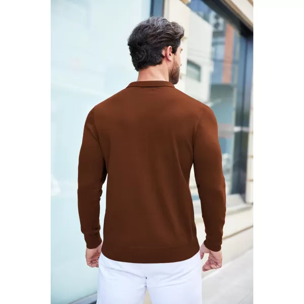 COOFANDY Mens Knit Polo Shirts Casual Long Sleeve Classic Polo Shirts Button Down Golf Shirts