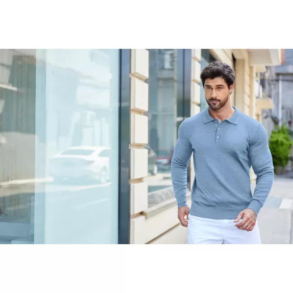 COOFANDY Mens Knit Polo Shirts Casual Long Sleeve Classic Polo Shirts Button Down Golf Shirts