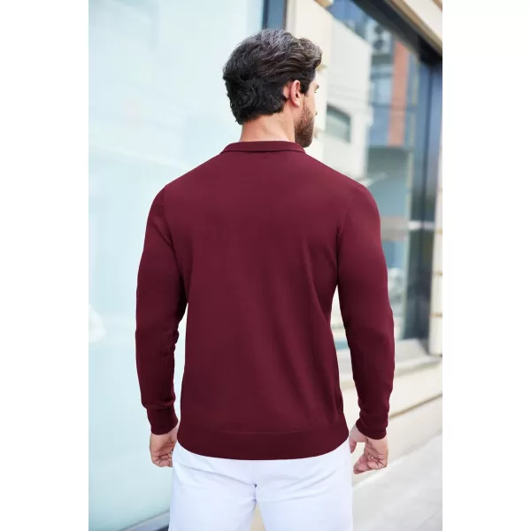 COOFANDY Mens Knit Polo Shirts Casual Long Sleeve Classic Polo Shirts Button Down Golf Shirts