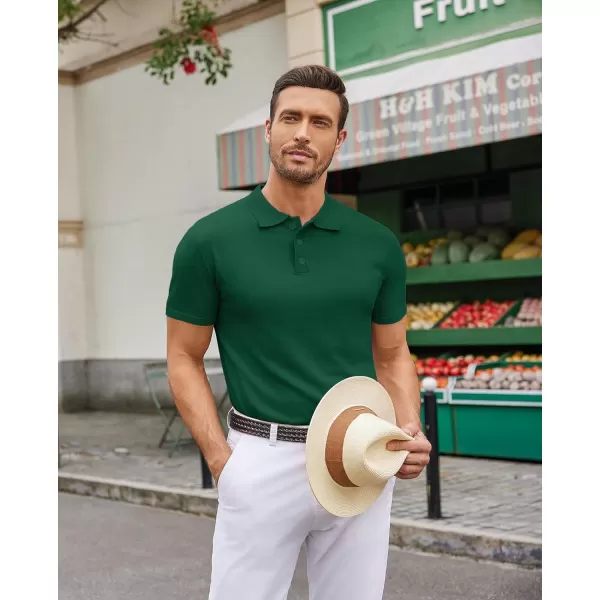 COOFANDY Mens Knit Polo Shirts Casual Short Sleeve Button Down Polo Shirt Classic Golf Shirts