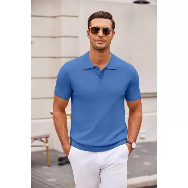 COOFANDY Mens Knit Polo Shirts Casual Short Sleeve Button Down Polo Shirt Classic Golf Shirts
