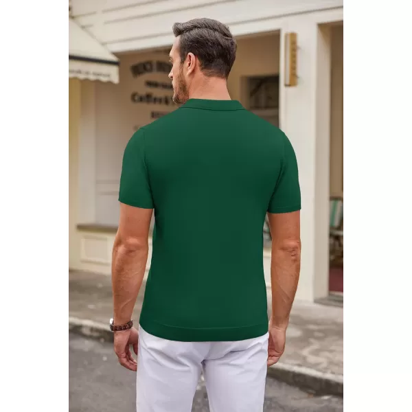 COOFANDY Mens Knit Polo Shirts Casual Short Sleeve Button Down Polo Shirt Classic Golf Shirts