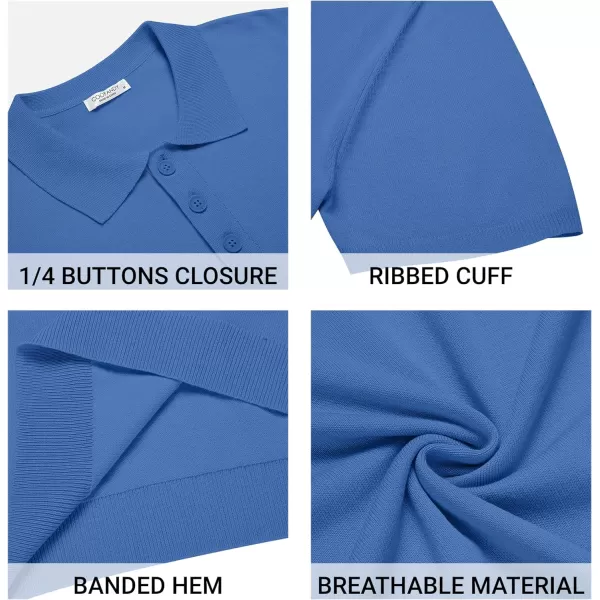 COOFANDY Mens Knit Polo Shirts Casual Short Sleeve Button Down Polo Shirt Classic Golf Shirts