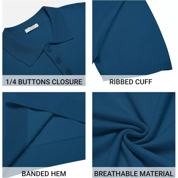 COOFANDY Mens Knit Polo Shirts Casual Short Sleeve Button Down Polo Shirt Classic Golf Shirts