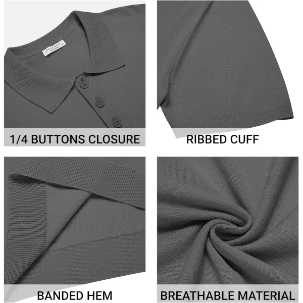 COOFANDY Mens Knit Polo Shirts Casual Short Sleeve Button Down Polo Shirt Classic Golf Shirts