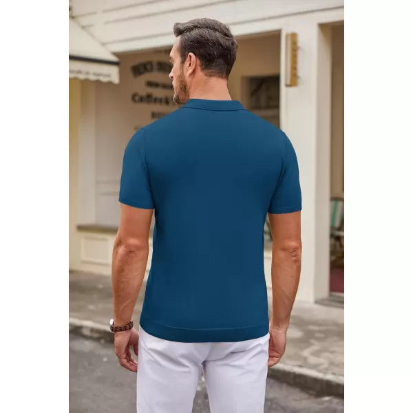 COOFANDY Mens Knit Polo Shirts Casual Short Sleeve Button Down Polo Shirt Classic Golf Shirts