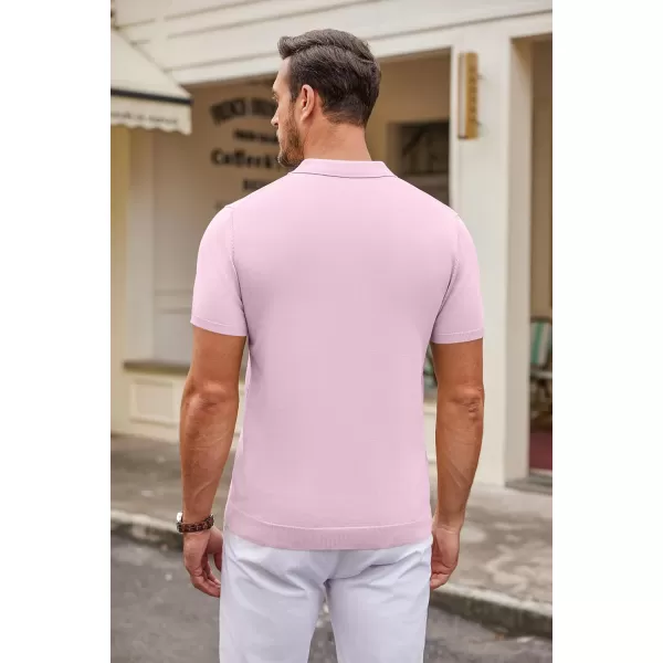 COOFANDY Mens Knit Polo Shirts Casual Short Sleeve Button Down Polo Shirt Classic Golf Shirts