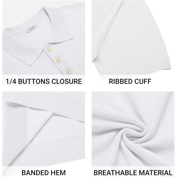 COOFANDY Mens Knit Polo Shirts Casual Short Sleeve Button Down Polo Shirt Classic Golf Shirts