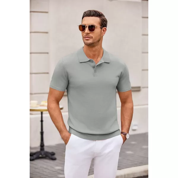 COOFANDY Mens Knit Polo Shirts Casual Short Sleeve Button Down Polo Shirt Classic Golf Shirts