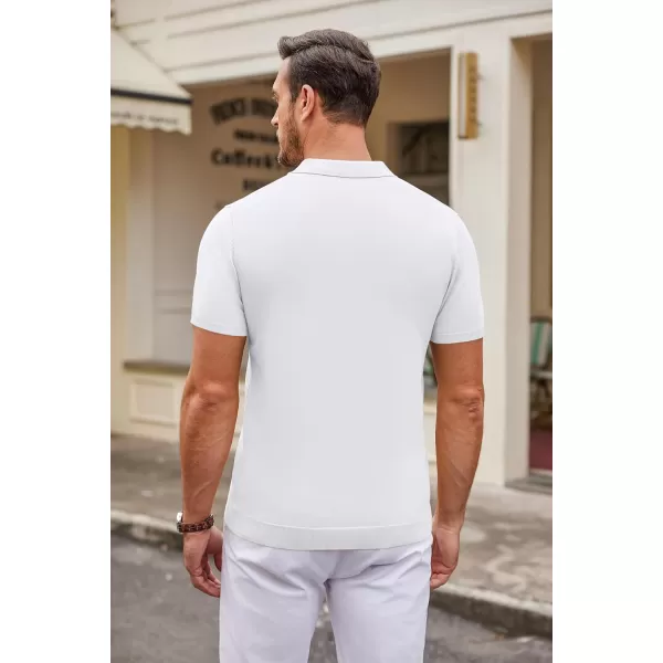COOFANDY Mens Knit Polo Shirts Casual Short Sleeve Button Down Polo Shirt Classic Golf Shirts