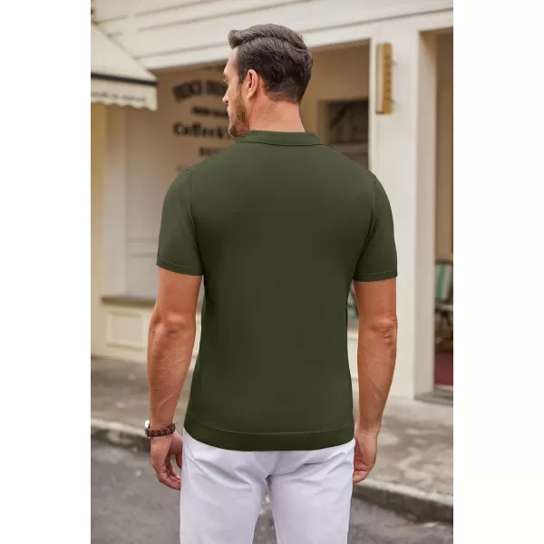 COOFANDY Mens Knit Polo Shirts Casual Short Sleeve Button Down Polo Shirt Classic Golf Shirts