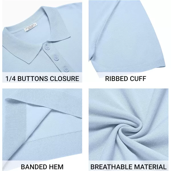 COOFANDY Mens Knit Polo Shirts Casual Short Sleeve Button Down Polo Shirt Classic Golf Shirts