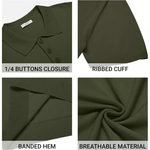 COOFANDY Mens Knit Polo Shirts Casual Short Sleeve Button Down Polo Shirt Classic Golf Shirts