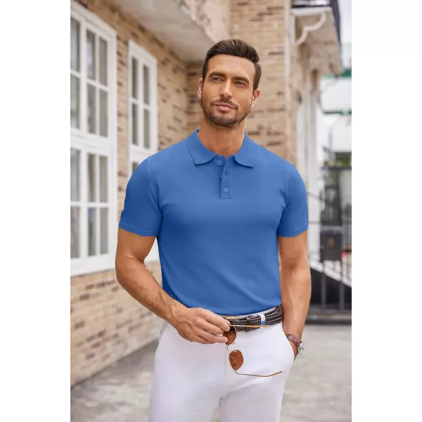 COOFANDY Mens Knit Polo Shirts Casual Short Sleeve Button Down Polo Shirt Classic Golf Shirts