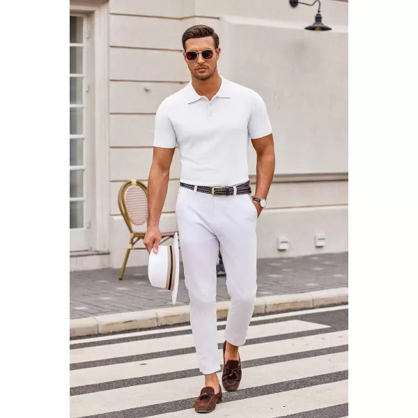 COOFANDY Mens Knit Polo Shirts Casual Short Sleeve Button Down Polo Shirt Classic Golf Shirts