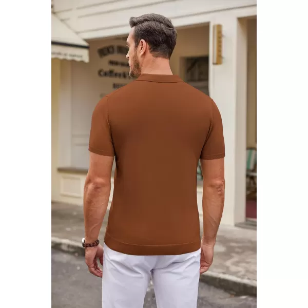 COOFANDY Mens Knit Polo Shirts Casual Short Sleeve Button Down Polo Shirt Classic Golf Shirts