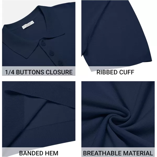 COOFANDY Mens Knit Polo Shirts Casual Short Sleeve Button Down Polo Shirt Classic Golf Shirts