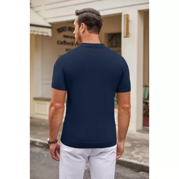 COOFANDY Mens Knit Polo Shirts Casual Short Sleeve Button Down Polo Shirt Classic Golf Shirts