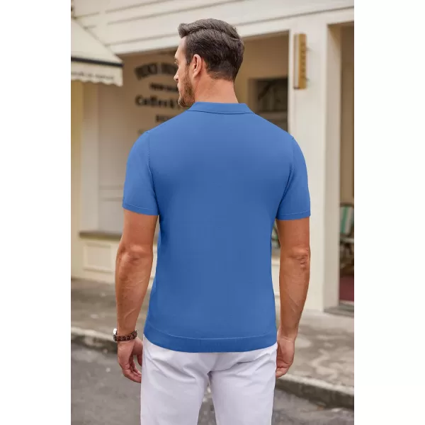 COOFANDY Mens Knit Polo Shirts Casual Short Sleeve Button Down Polo Shirt Classic Golf Shirts