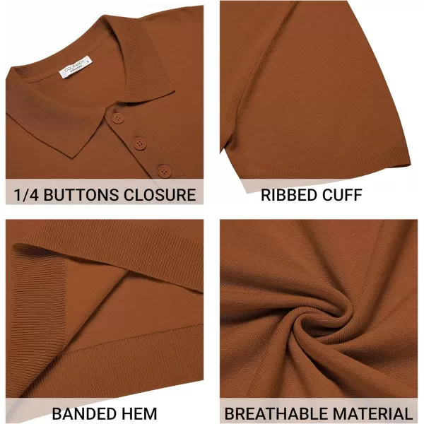 COOFANDY Mens Knit Polo Shirts Casual Short Sleeve Button Down Polo Shirt Classic Golf Shirts