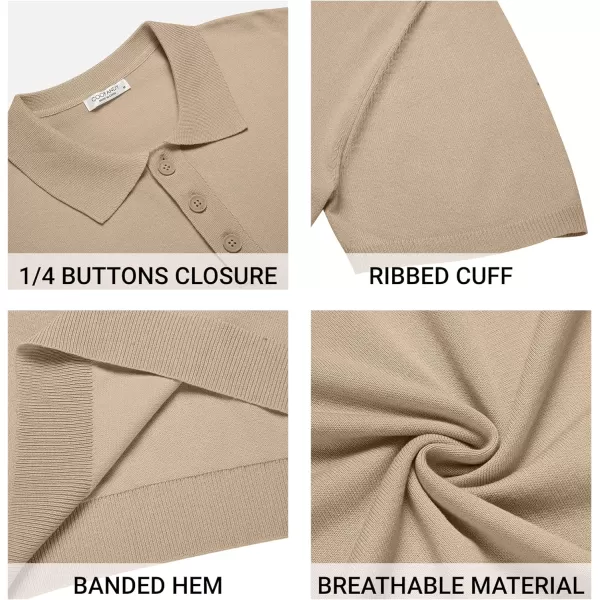COOFANDY Mens Knit Polo Shirts Casual Short Sleeve Button Down Polo Shirt Classic Golf Shirts