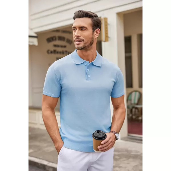 COOFANDY Mens Knit Polo Shirts Casual Short Sleeve Button Down Polo Shirt Classic Golf Shirts