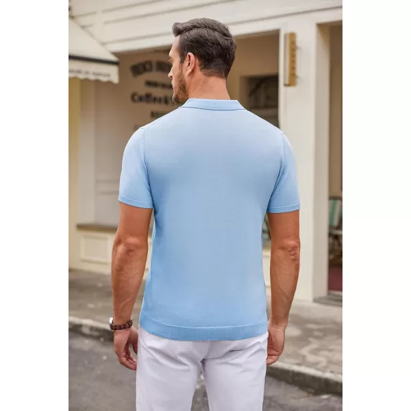 COOFANDY Mens Knit Polo Shirts Casual Short Sleeve Button Down Polo Shirt Classic Golf Shirts