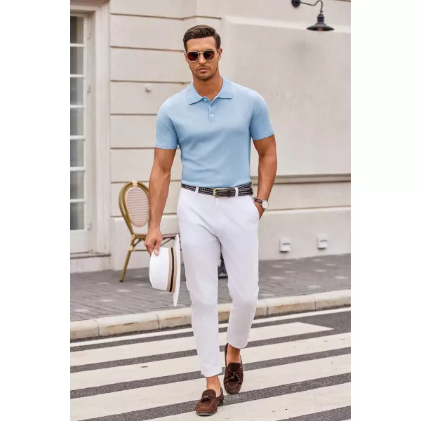 COOFANDY Mens Knit Polo Shirts Casual Short Sleeve Button Down Polo Shirt Classic Golf Shirts